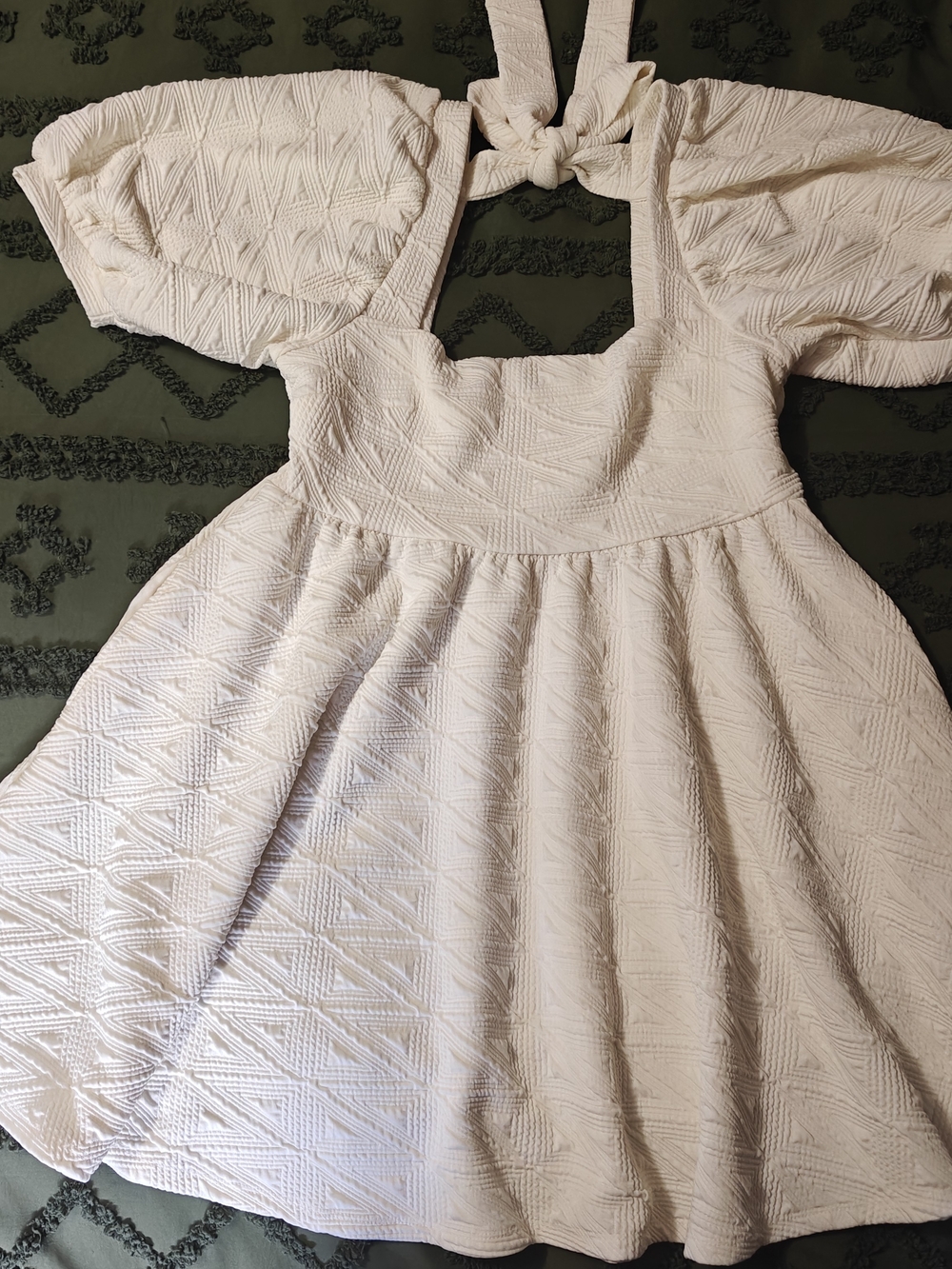 Free People Violet Mini Dress Cream Large Babydoll Square-neck